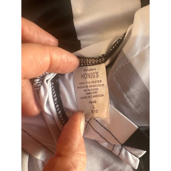 Honigs Referee Shirt Black & White Stripes Zip Collar L - Picture 7 of 7